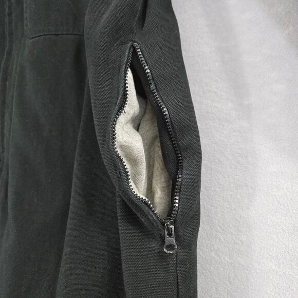 Marino Bay Men's Canvas Hooded Barn Chore Black & Gray Sweatshirt Lined Jacket - Picture 6 of 16